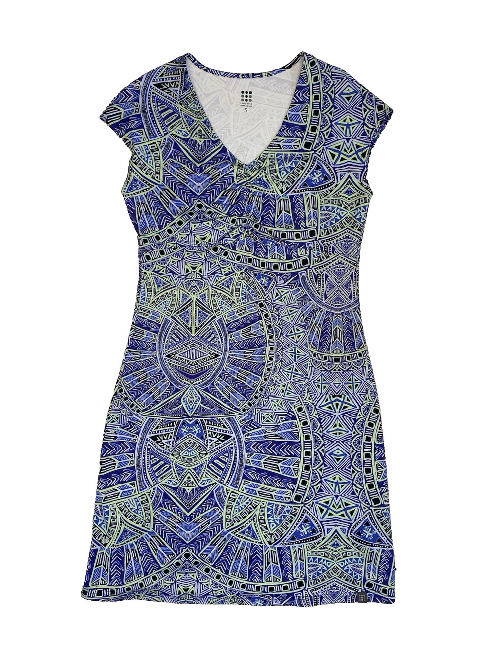 Title Nine Womens Dress Small Blue & Green Stretchy Pickleball Golf Sporty Mini